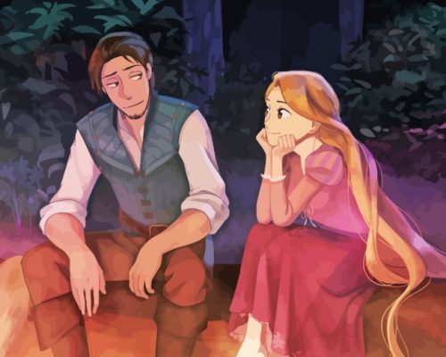 Rapunzel And Flynn Rider Tangled Paint by numbers