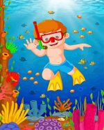 Sea Boy With Fishes paint by numbers
