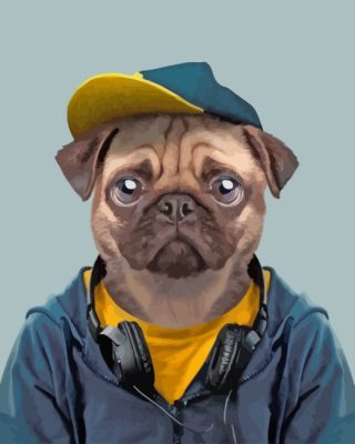 Stylish Pug Dog paint by numbers