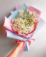 White Babys Breath Bouquet paint by number