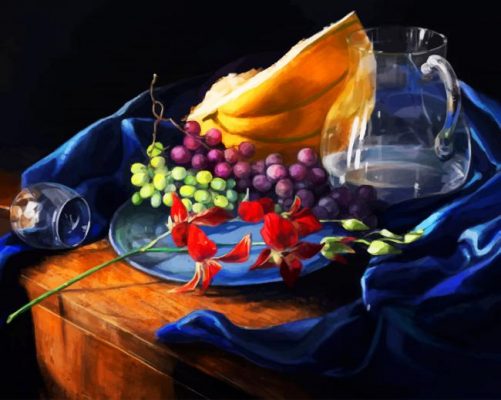 Grapes And Melon Fruits paint by numbers