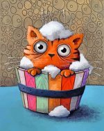 Cat Taking A Bath Paint by numbers