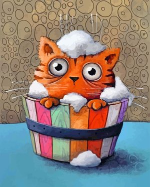 Cat Taking A Bath Paint by numbers