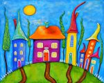 colorful houses paint by numbers