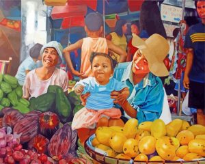 Filipino Market Scene paint by numbers