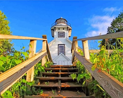 mission point lighthouse michigan paint by number