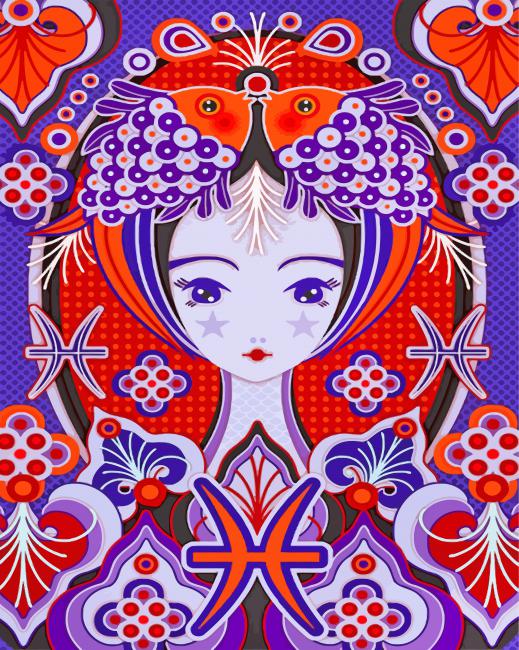 Pisces Girl Illustration paint by numbers
