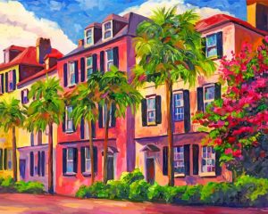 Rainbow Row South Carolina Art paint by number