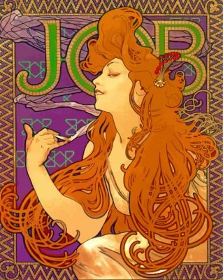 woman by alphone mucha paint by number