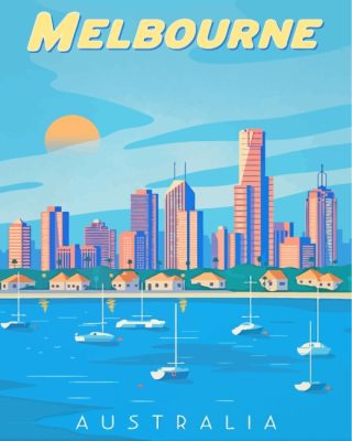Melbourne City Poster paint by numbers