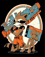 Rocket An Groot Illustration paint by numbers