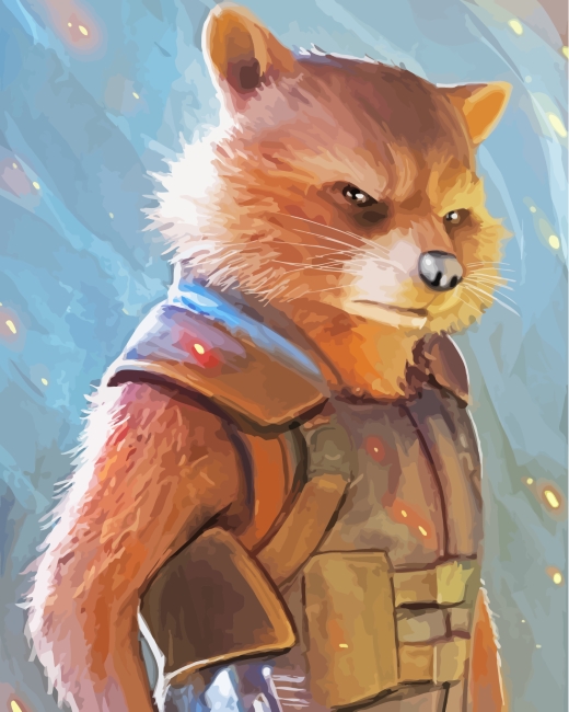 Rocket Raccoon paint by numbers