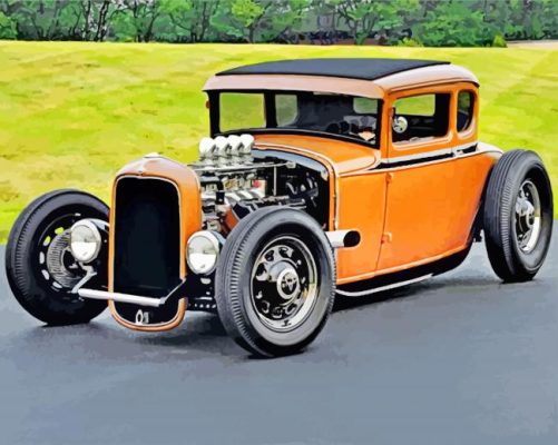 Orange Hotrod paint by numbers