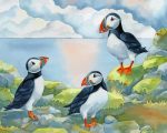 Puffin Birds Family Paint by numbers