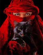 Aesthetic Arab Woman And Black Cat