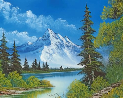 Mountain By Bob Ross paint By Number