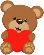 brown bear and heart paint by numbers