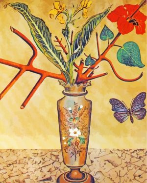 Flowers And Butterfly Joan Miro Paint by numbers