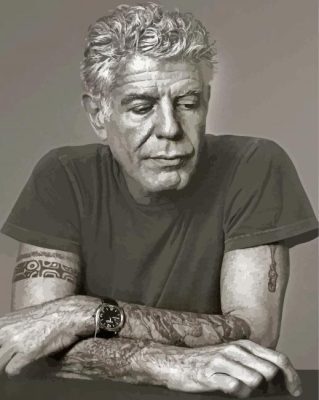Monochrome Anthony Bourdain paint by numbers