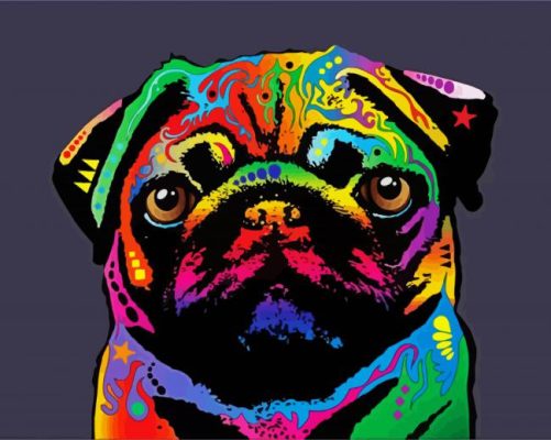 Colorful Pug Dog paint by numbers