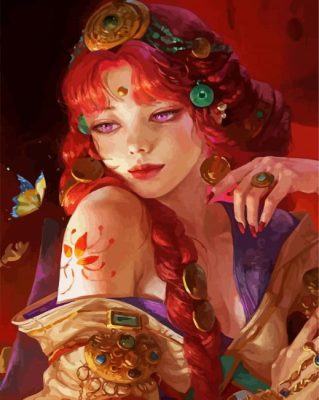 Redhead Gorgeous Lady panels paint by numbers