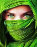 Woman With Green Veil And Eyes paint by numbers
