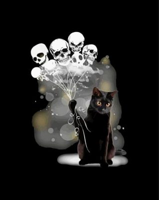 Black Cat And Skull paint by numbers