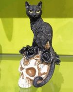 Black Cat On Skull paint by numbers