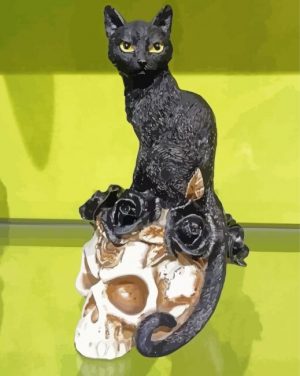 Black Cat On Skull paint by numbers