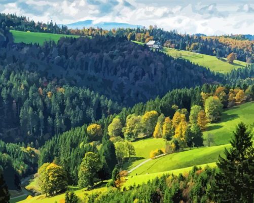 Black Forest Landscape paint by numbers