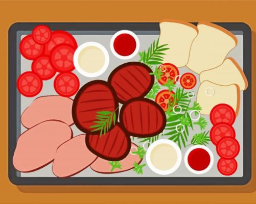 Charcuterie food paint by numbers