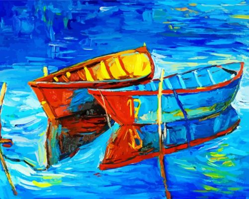 Colorful Boats On Beach Art paint by numbers