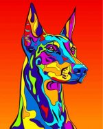 Colorful Illustration Doberman Paint by numbers
