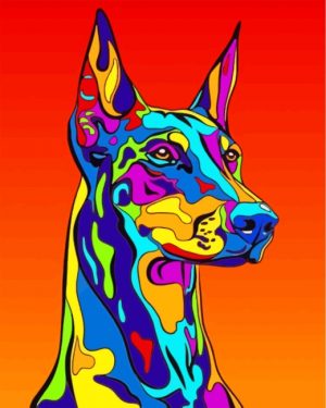 Colorful Illustration Doberman Paint by numbers