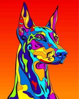 Colorful Illustration Doberman Paint by numbers