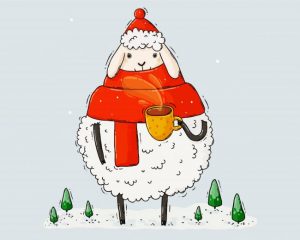 Cute Sheep In Snow Paint by numbers