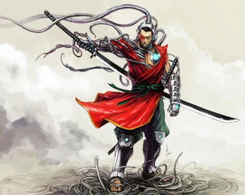 Fantasy Warrior With Katana Paint by numbers