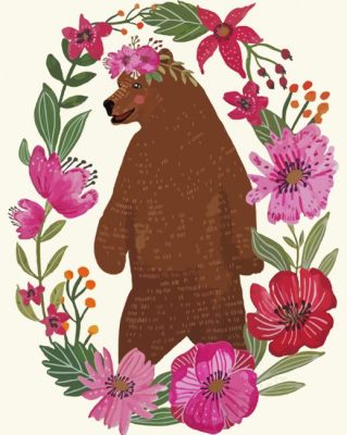 Flower bear art paint by numbers