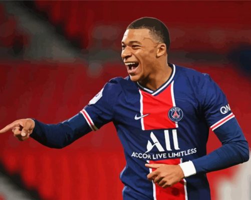 Footballer Kylian Mbappe paint by number