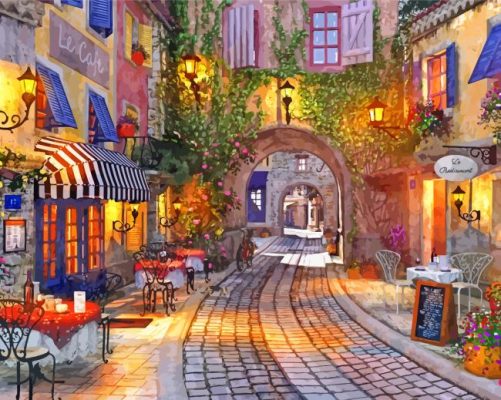 French country cafe art paint by numbers