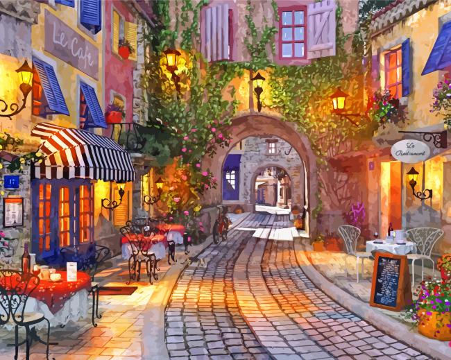 French country cafe art paint by numbers