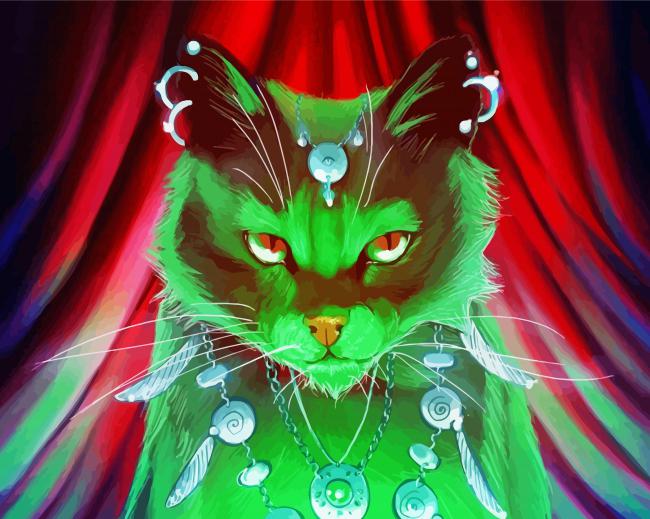 Green Magic Cat paint by numbers