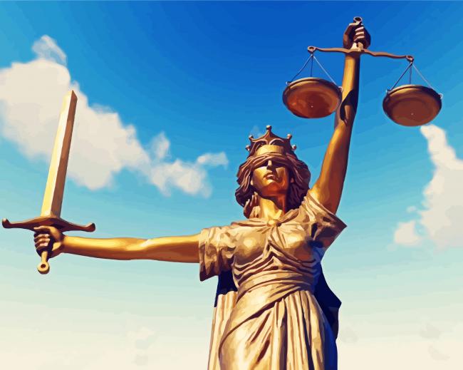 Lady justice with sword statue paint by number