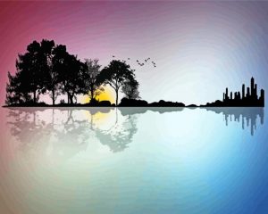 Landscape guitar art paint by numbers