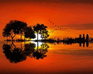 Landscape guitar silhouette paint by number