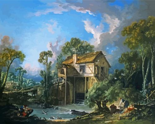 Mill At Charenton By Boucher paint by number