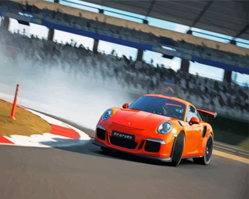 Orange Car Drifting paint by number