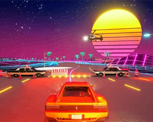 Outrun Video Game paint by numbers