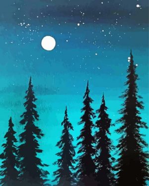 Pine Trees paint by numbers