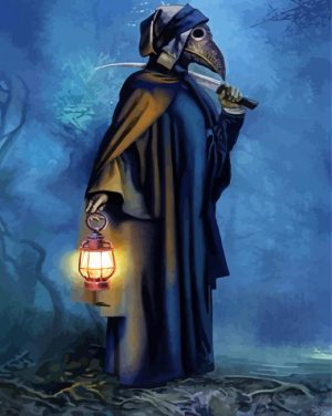 Plague Doctor With Lantern Paint by numbers